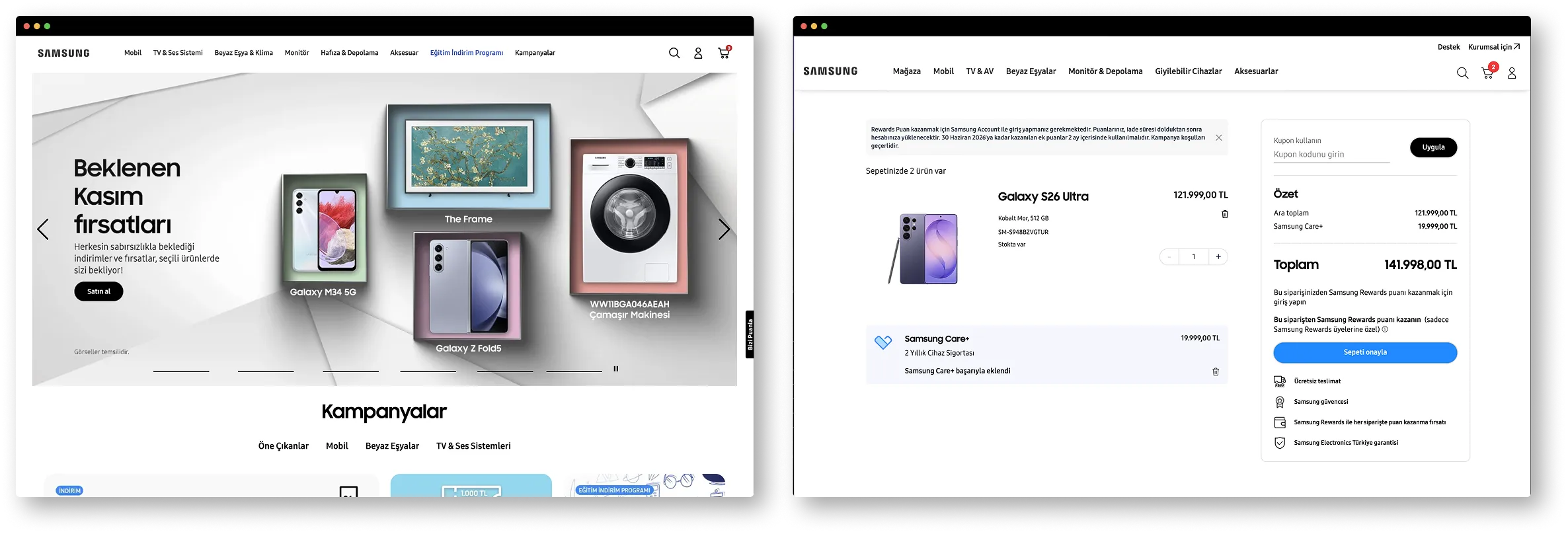 Akinon E-commerce Experience — Samsung (web)